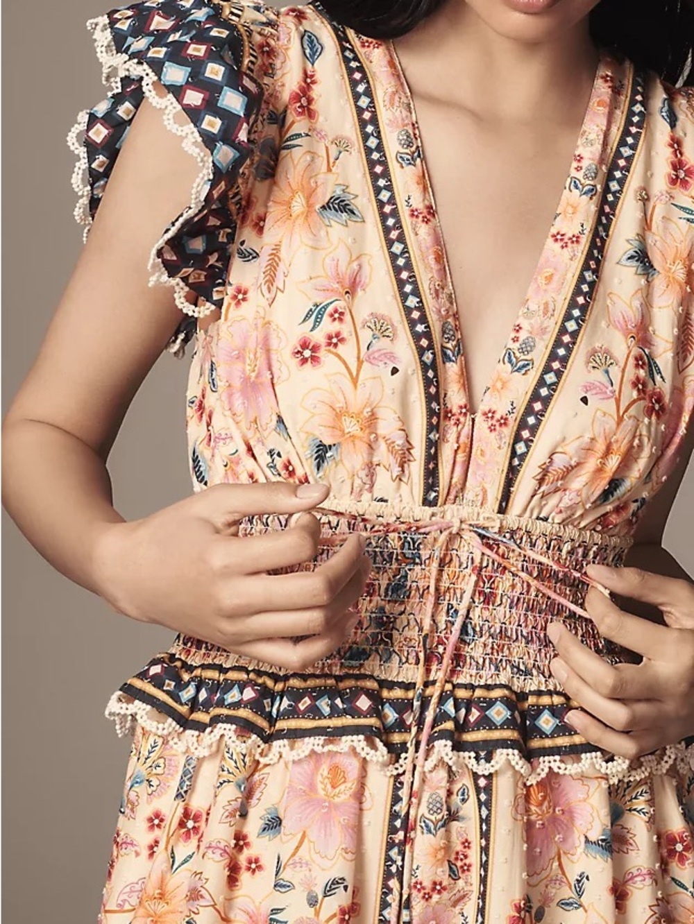 FARM Rio Floral Maxi Dress in Cream, Pink & Blue - Picture 4 of 6